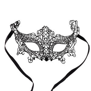 หน้ากากปาร์ตี้,หน้ากากปิดตาครึ่งหน้าผ้าลูกไม้สุดเซ็กซี่สีดำ - Product Image 3