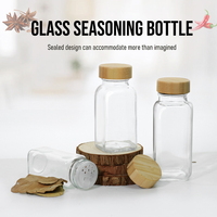 Botol Penyimpanan Dapur Transparan Segel Kedap Udara, Botol Bumbu Kaca dengan Tutup Kayu Bambu, Promo Panas