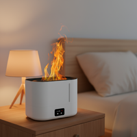 Humidificateur Évaporatif Innovant 3L en Plastique avec Affichage LED Effet Flamme, Veilleuse, Silencieux et Contrôlable par Application pour la Maison