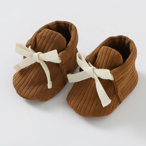 Calcetines de algodón orgánico de punto para bebé, botines acanalados de Color sólido Unisex, venta al por mayor - Product Image 3