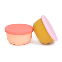 Boîte à lunch bento réutilisable, petit bol en silicone avec couvercle, boîte de rangement alimentaire divisée, boîte de rangement en silicone, récipient pour fruits et collations