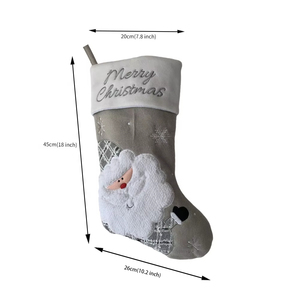 Chaussettes de Noël grises de 18 pouces, personnalisées avec <span class=keywords><strong>Père</strong></span> Noël et Bonhomme de neige, pour décorations familiales, très vendues - Product Image 2