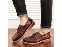 Chaussures bateau classiques haut de gamme en cuir pleine fleur à lacets, confortables, basses, antidérapantes, résistantes à l'abrasion, respirantes et désodorisantes
