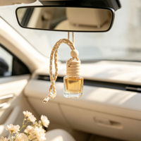 Bouteille diffuseur de parfum pour voiture en verre suspendu avec bouchon en bois noir de 8 ml, vente en gros, pour huiles essentielles et désodorisants