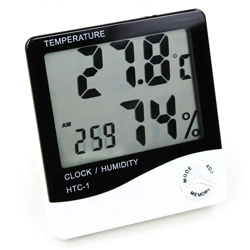 3 in 1 LCD Digital Indoor Outdoor Multi Thermometer Hygrometer Humidity Meter Clock HTC-2