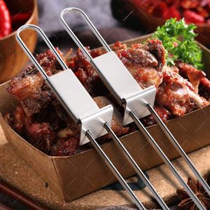 Herramientas de Barbacoa para Exteriores al por Mayor, Tenedor de Parrilla Telescópico con Mango de Madera en Forma de U para Camping - Product Image 3