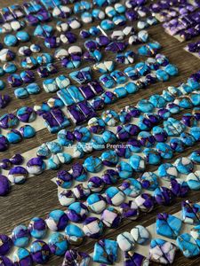 Pares únicos de piedras preciosas de ladrillo compuesto de lavanda azul, cabujones sueltos a juego para hacer joyas, pendientes, collar, colgante artesanal - Product Image 2