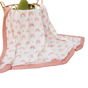 Couette 100% coton biologique personnalisée <span class=keywords><strong>6</strong></span> couches pour nouveau-né couverture en mousseline super douce pour bébé literie pour enfants couverture pour bébé - Product Image 5