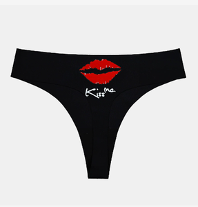 New Black Yoga Women's Sexy <b>Thongs</b> With Comfortable & Soft Fabric Letter Print <b>Seamless</b> Everyday Underwear Panties - Product Image 3