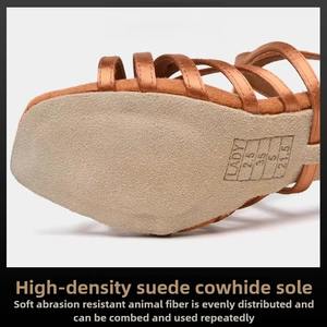Vennystyle Kadınlar İçin Latin Dans Ayakkabıları, Hakiki Orta Yüksek Topuklu Esnek Taban, Profesyonel Balo Salonu Yarışma Antrenman Ayakkabısı - Product Image 2