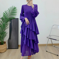 Nouvelle Robe Longue Élégante et Ajustée 2024, Tissée, Plissée, à Volants, Lavable, Vintage, Écologique, Infroissable, Formelle, Automne, Manches Cloche