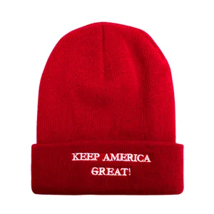 Özel bere şapka örme akrilik özel nakış logosu bere MAGA amerika büyük kasketleri tutmak