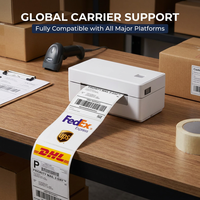 Impresora de Etiquetas de Envío WCMI Global Logistics, Impresora Térmica de Escritorio de 110 mm y 4 Pulgadas, Compatible con UPS, FedEx, DHL, Envío Rápido