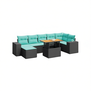 Set di divani da giardino in polyrattan nero da 8 pezzi con cuscini, mobili da esterno dal design contemporaneo - Product Image 1