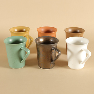 <b>Ceramic</b> Tea Mugs Matte Retro Solid Color Home Use High Style Coffee <b>Cup</b> - Product Image 1