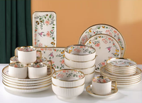 Services de vaisselle en porcelaine incassable 32 pièces, compatibles micro-ondes et lave-vaisselle, écologiques, sans BPA, assiettes, bols, tasses