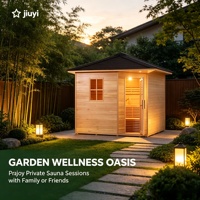 Sauna Traditionnel Extérieur en Bois de Cèdre Rouge pour 4 à 6 Personnes, Cabine de Sauna à Vapeur avec Porte en Verre et Éclairage LED pour Spa à Domicile
