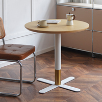 Table à manger nordique, plateau en MDF écologique, placage en bois massif, base en alliage d'acier, pour la décoration de la maison, du café ou d'un petit appartement