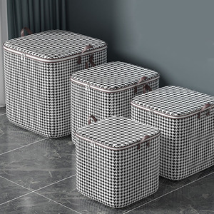 Sacs de <span class=keywords><strong>rangement</strong></span> pliables non tissés à motif pied-de-poule grande capacité avec fermeture éclair, <span class=keywords><strong>housse</strong></span> anti-poussière pour couette, oreiller et vêtements pour l'organisation de la maison - Product Image 2