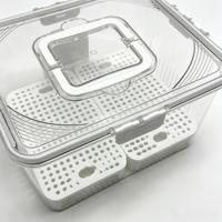 Kosten günstiger hoch transparenter PET-Vorrats behälter für Lebensmittel mit Weißwassersieb-Kühlschrank vorrats behältern
