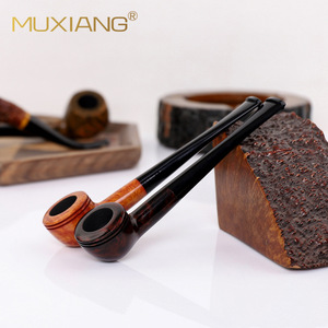 Muxiang Wooden Tobacco Pipe Straight Bulldog Briar Wood 3mm Tenon Joint Solid Wood Smoking Pipe - Product Image 3