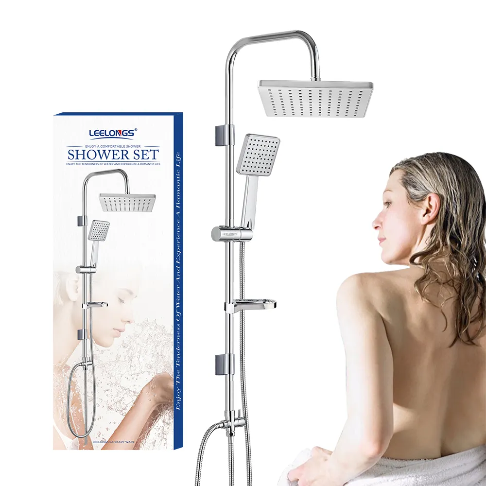 Stainless Steel 201 Wall Mounted Rainfall Hand Shower Column Set With Shower Heads And Hose