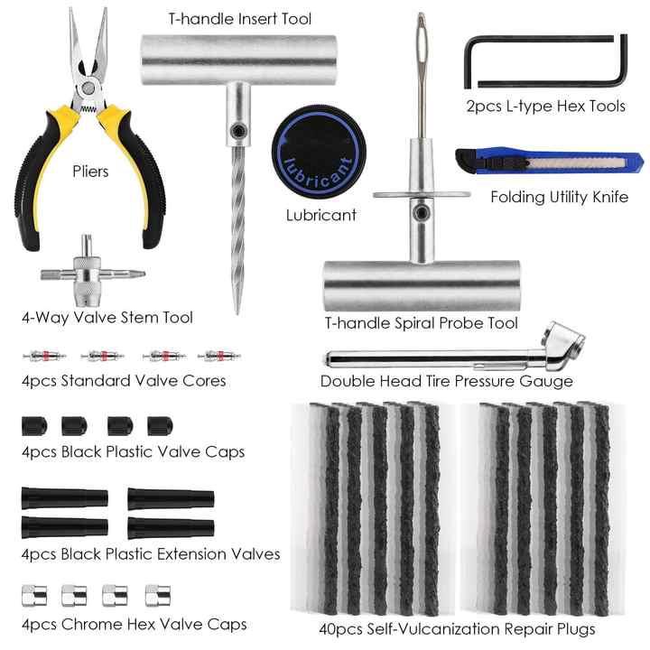 Vomeko Tire Repair Kit Flat Tire Repair Kit Tire Plug Kit For Truck, RV, SUV, ATV, Motorcycle, Car, Tractor, Trailer Flat Tire Puncture Repair - View #6
