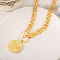 Ensemble de bijoux rétro européen et américain en acier inoxydable plaqué or 14 carats avec pendentif Arbre de Vie, comprenant collier, bague et boucles d'oreilles pour mariage