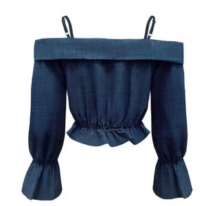 เสื้อแฟชั่นผู้หญิง แขนบาน คอวี สายคล้องคอ แบบเปิดไหล่ สไตล์สปริง/ออทั่ม - Product Image 5