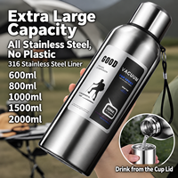 Botol Termos Vakum Stainless Steel 316 Kapasitas Besar Portabel untuk Perjalanan Luar Ruangan Hiking Logo Kustom Grosir OEM