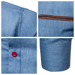 Moda casual al aire libre con estilo Vintage personalizado Formal Jeans <span class=keywords><strong>trabajo</strong></span> abotonado <span class=keywords><strong>camisa</strong></span> para hombres - Product Image 2