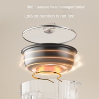 Marmite électrique multifonctionnelle 4L en acier inoxydable avec contrôle numérique, double cuve en céramique antiadhésive pour soupes, steaks, nouilles et shabu-shabu