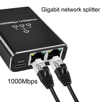 Kabel USB Power Splitter LAN Gigabit Ethernet 1000Mbps Kecepatan Tinggi dengan RJ45 LAN Splitter Kabel Cat5/5e/6/7/8 Dari 1 Hingga 3 Port
