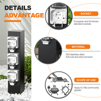 Prise de courant extérieure étanche IP66 en acier inoxydable GuaiChong à 3 prises pour le camping