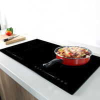 Booster 2200W + 2200W Contrôle tactile et coulissant Double cuisinière à induction intégrée plaque de cuisson intégrée Rappel vocal en braille facile à lire