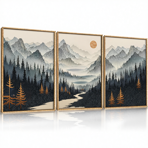 Cuadro de Arte en Lienzo sin Acabado con Marco, Diseño de Bosque Acuático con Montañas Nieblias, Pino Nieblias, <span class=keywords><strong>Paisaje</strong></span> Natural Grande, 24x36 - Product Image 1