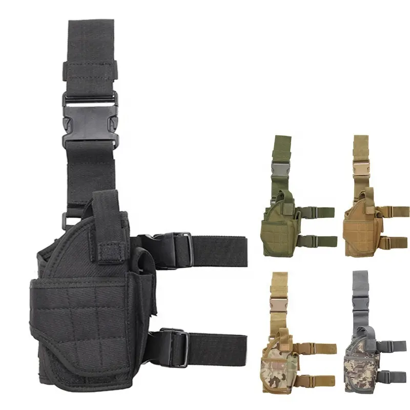 Yakeda Adjustable Hook Pouch Holder Camo Tactical Gear Leg Holster for Right Drop Leg Combat Training Buckle Bag