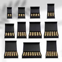 En stock, prix de gros, boîte-cadeau de luxe noire sans logo, magnétique, rigide, pour chocolats et bonbons, emballage de 4, 8, 16, 20, 24, 30 pièces