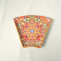 Ensemble de vaisselle en céramique bohème 9 "plateau Vintage peint à la main plateau de repas ménage lumière luxe Dessert assiette de service