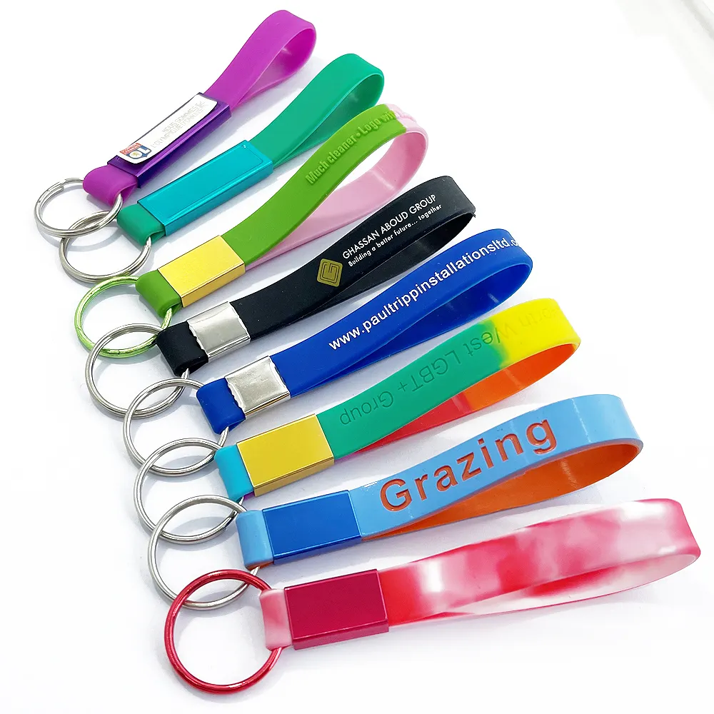 Personalised Silicone Wristband With keyring, Fully Customised silicone Keychain With Your Logo or Text