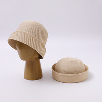 Nouveau Chapeau de paille d'été 2026 à bord relevé pour femme, style japonais et coréen, bob à bord rabattable, béret frais à calotte ronde, chapeau pillbox