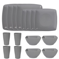 Ensemble de vaisselle en plastique de 16 pièces, assiettes carrées pour steak, saladiers, bols, tasses, en paille de blé, pour un usage domestique, vente chaude