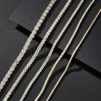 Collier tennis en argent S925 avec moissanite couleur D VVS, 2/3/4/5MM, plaqué or rhodié, élégant et luxueux
