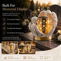 Lanterne solaire d'ange polonaise avec lumière LED chaude pour décoration commémorative de cimetière, inscription personnalisée, vente en gros