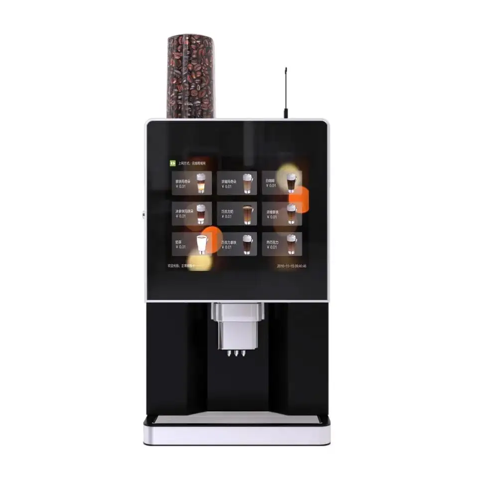 Автоматический торговый автомат для кофе с большим экраном, сенсорный экран, код сканирования, оплата 220 В, фермы, продуктовые магазины, производство фруктов и овощей