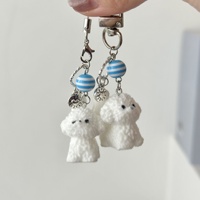 Chaîne de téléphone et pendentif de sac coréen mignon en perles floquées, motif animaux : lapin blanc moelleux, canard jaune, koala, porte-clés