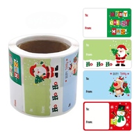Étiquettes d'emballage cadeau personnalisées avec logo, adhésives et amovibles, décoratives, motif renne et bonhomme de neige
