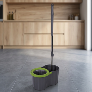 Set Mop Rotante Super 16L con Secchio, Rotazione a 360 Gradi, Facile da Usare, Tubo Estensibile fino a 110 cm, Grigio-Verde, per Uso Domestico - Product Image 2