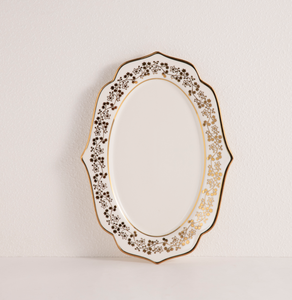 Vajilla y Juego de Té de Porcelana Fina, Color Blanco con Diseño Floral Dorado, Borde Festoneado, Plato, Tazón, Tetera, Regalo para Bodas y Hoteles - Product Image 2