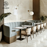 Muebles para Cafetería, Mesa y Juego de Sillas Redondas de Mármol, Semicirculares, para Restaurante, Cafetería, con Asientos Tipo Sofá